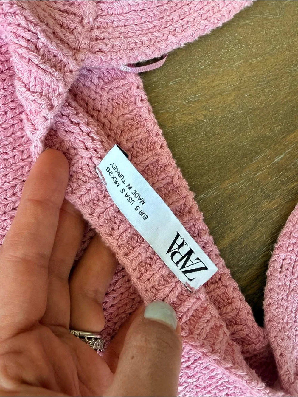 Zara Pink Knit Square-Neck Crop Tank Size Medium